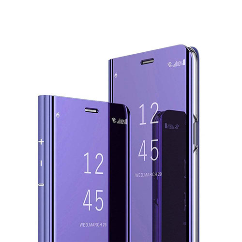 Leather Case Stands Flip Mirror Cover Holder L01 for Huawei Honor 9X Purple