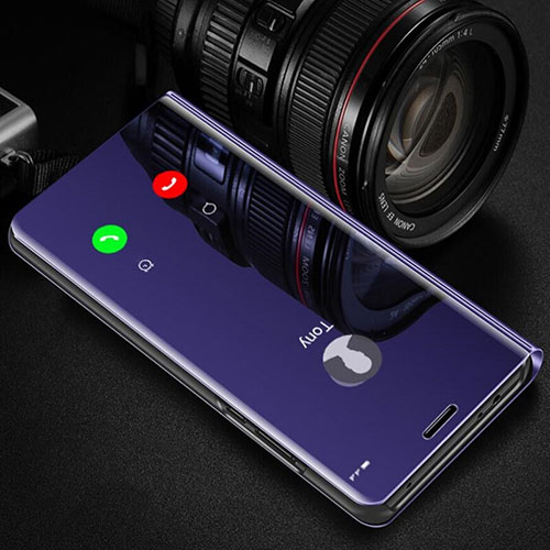 Leather Case Stands Flip Mirror Cover Holder L01 for Oppo A5 Purple