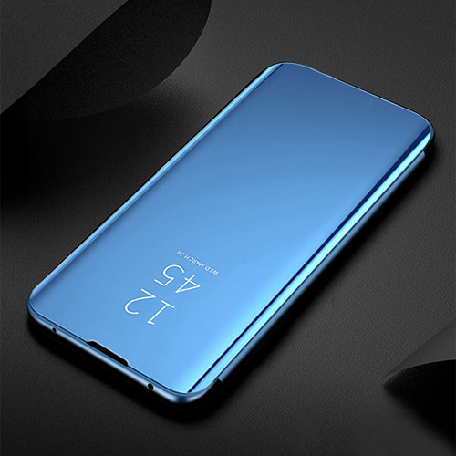 Leather Case Stands Flip Mirror Cover Holder L01 for Samsung Galaxy A50 Blue