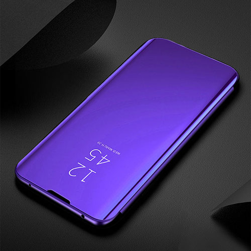 Leather Case Stands Flip Mirror Cover Holder L01 for Samsung Galaxy A7 (2018) A750 Navy Blue