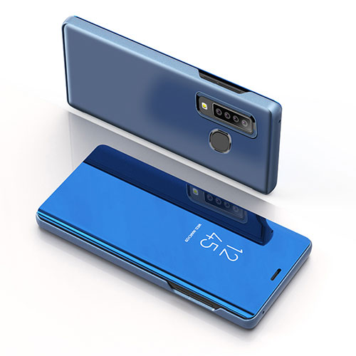 Leather Case Stands Flip Mirror Cover Holder L01 for Samsung Galaxy A9s Blue