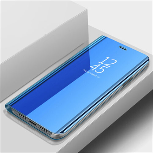 Leather Case Stands Flip Mirror Cover Holder L02 for Huawei Nova 5 Blue