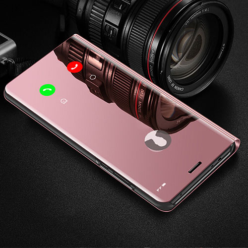 Leather Case Stands Flip Mirror Cover Holder L02 for Huawei Y9s Rose Gold