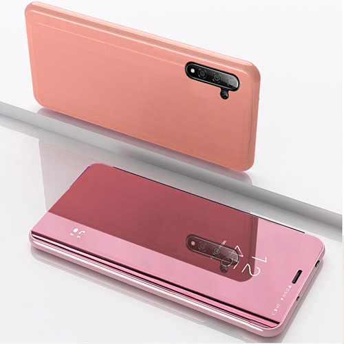 Leather Case Stands Flip Mirror Cover Holder L02 for Samsung Galaxy Note 10 5G Rose Gold