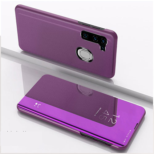 Leather Case Stands Flip Mirror Cover Holder L04 for Samsung Galaxy A11 Purple