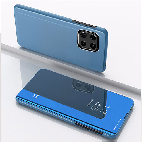 Leather Case Stands Flip Mirror Cover Holder L04 for Samsung Galaxy A22s 5G Blue