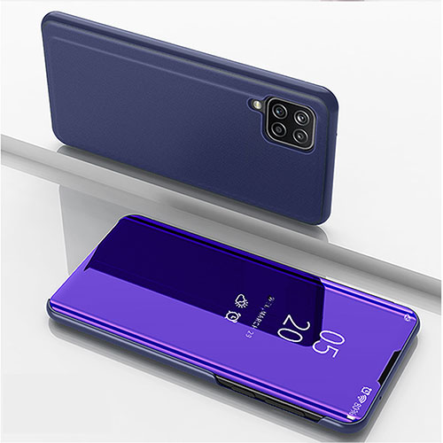 Leather Case Stands Flip Mirror Cover Holder L05 for Samsung Galaxy A22 4G Purple