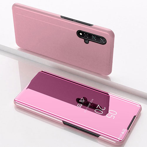 Leather Case Stands Flip Mirror Cover Holder M01 for Huawei Honor 20 Pink