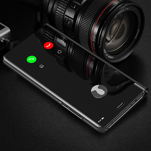 Leather Case Stands Flip Mirror Cover Holder M01 for Huawei Nova 5 Pro Black
