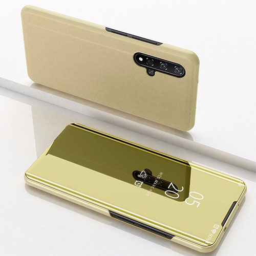 Leather Case Stands Flip Mirror Cover Holder M01 for Huawei Nova 5T Gold