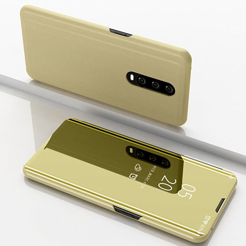 Leather Case Stands Flip Mirror Cover Holder M02 for Oppo R17 Pro Gold