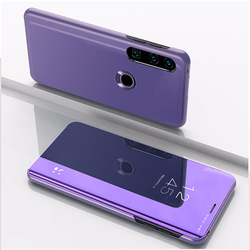 Leather Case Stands Flip Mirror Cover Holder QH1 for Huawei P40 Lite E Clove Purple