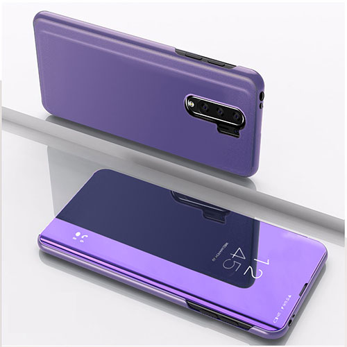 Leather Case Stands Flip Mirror Cover Holder QH1 for Xiaomi Poco M2 Clove Purple