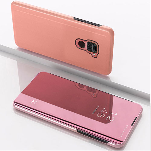 Leather Case Stands Flip Mirror Cover Holder QH1 for Xiaomi Redmi 10X 4G Rose Gold