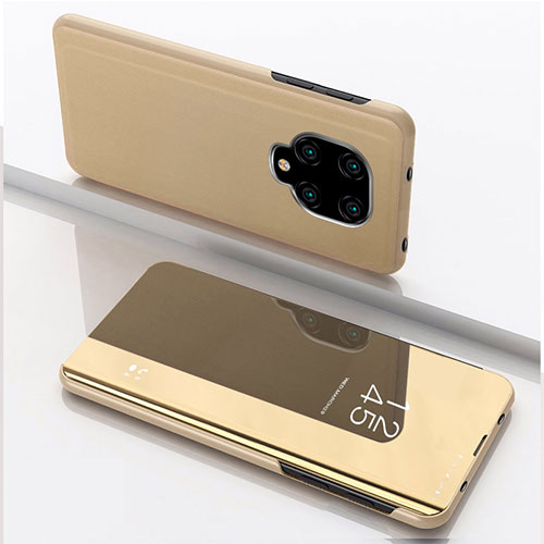 Leather Case Stands Flip Mirror Cover Holder QH1 for Xiaomi Redmi Note 9S Gold