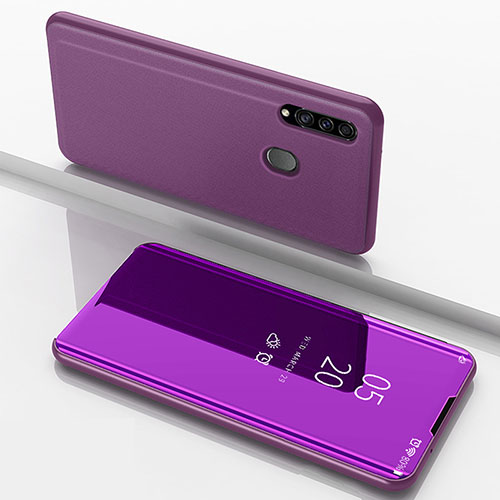 Leather Case Stands Flip Mirror Cover Holder ZL1 for Samsung Galaxy A20s Clove Purple