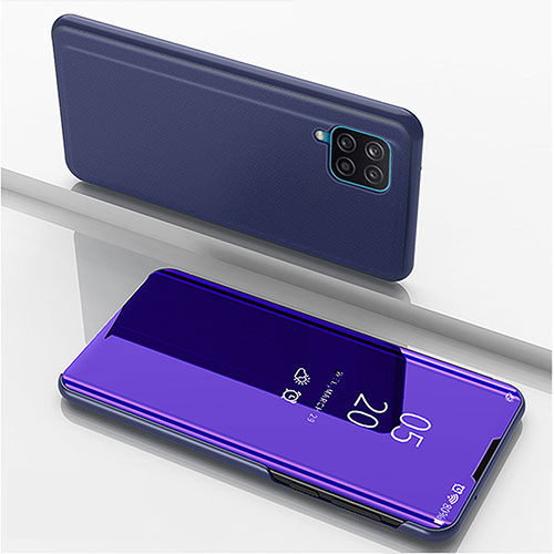 Leather Case Stands Flip Mirror Cover Holder ZL1 for Samsung Galaxy M12 Purple