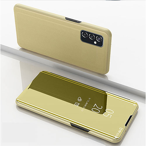 Leather Case Stands Flip Mirror Cover Holder ZL1 for Samsung Galaxy M52 5G Gold