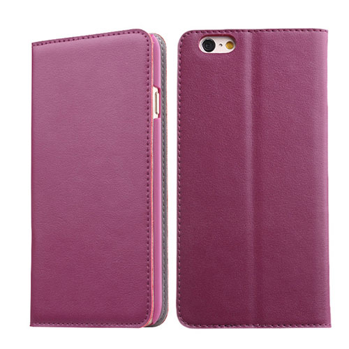 Leather Case Stands Flip Wallet for Apple iPhone 6S Plus Purple