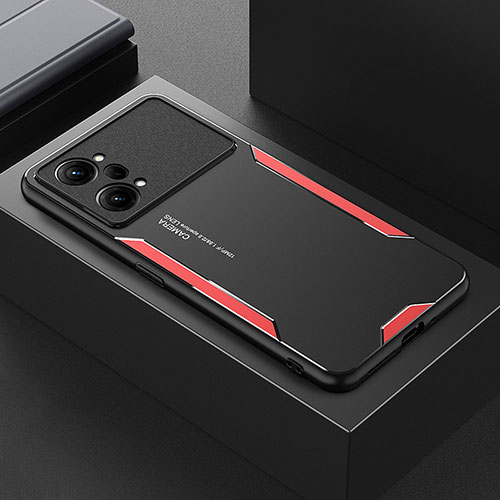 Luxury Aluminum Metal Back Cover and Silicone Frame Case for Oppo K10 Pro 5G Red