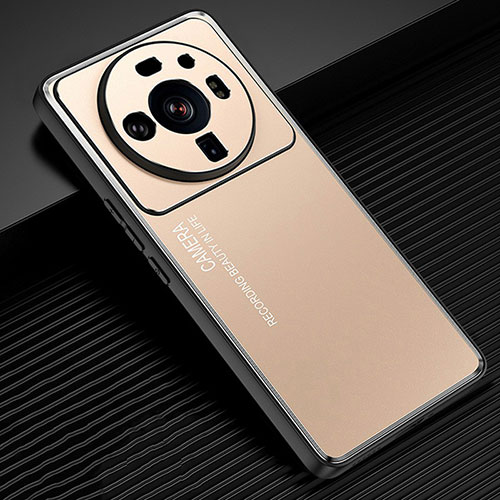 Luxury Aluminum Metal Back Cover and Silicone Frame Case for Xiaomi Mi 12 Ultra 5G Gold