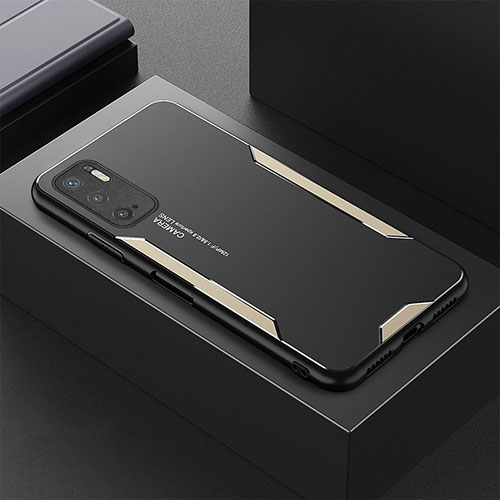 Luxury Aluminum Metal Back Cover and Silicone Frame Case for Xiaomi Redmi Note 10T 5G Gold