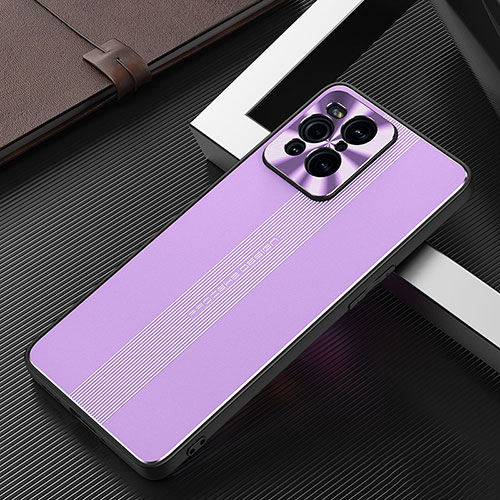 Luxury Aluminum Metal Back Cover and Silicone Frame Case J01 for Oppo Find X3 5G Purple