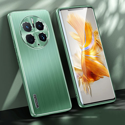 Luxury Aluminum Metal Back Cover and Silicone Frame Case JL1 for Huawei Mate 50 Pro Green