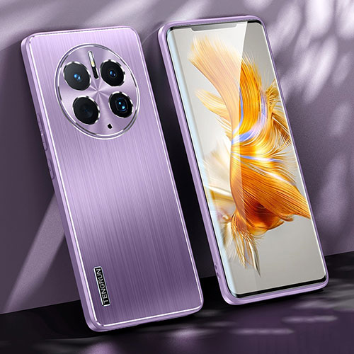 Luxury Aluminum Metal Back Cover and Silicone Frame Case JL1 for Huawei Mate 50 Pro Purple