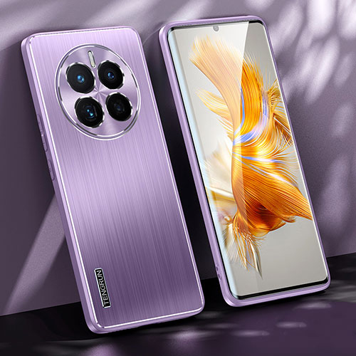 Luxury Aluminum Metal Back Cover and Silicone Frame Case JL1 for Huawei Mate 50E Purple