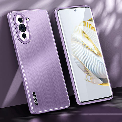 Luxury Aluminum Metal Back Cover and Silicone Frame Case JL1 for Huawei Nova 10 Purple