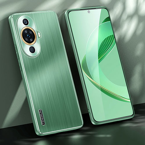 Luxury Aluminum Metal Back Cover and Silicone Frame Case JL1 for Huawei Nova 11 Green