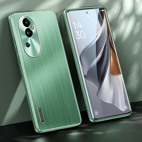 Luxury Aluminum Metal Back Cover and Silicone Frame Case JL1 for Oppo Reno10 Pro+ Plus 5G Green