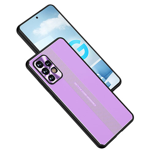 Luxury Aluminum Metal Back Cover and Silicone Frame Case JL1 for Samsung Galaxy A52 4G Purple