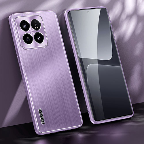 Luxury Aluminum Metal Back Cover and Silicone Frame Case JL1 for Xiaomi Mi 14 5G Purple