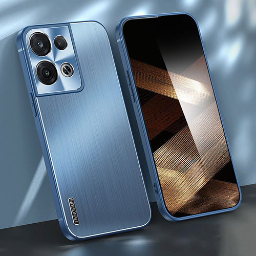 Luxury Aluminum Metal Back Cover and Silicone Frame Case JL1 for Xiaomi Redmi Note 13 5G Blue