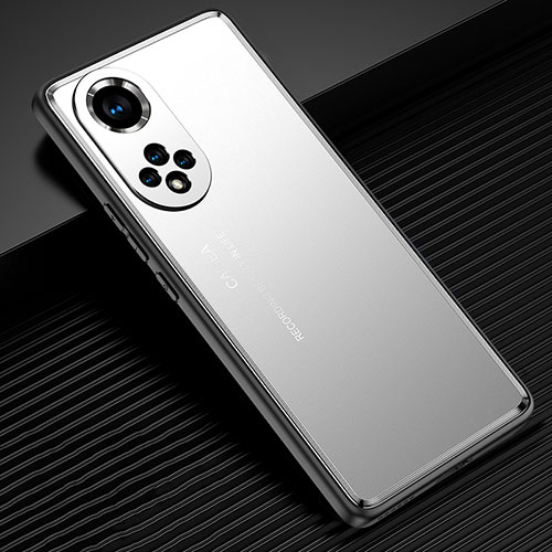 Luxury Aluminum Metal Back Cover and Silicone Frame Case JL2 for Huawei Honor 50 Pro 5G Silver