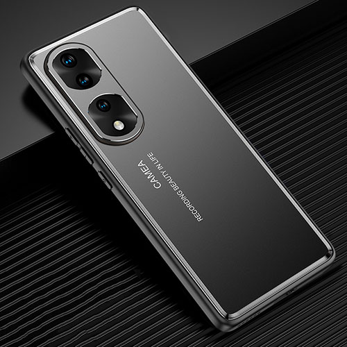 Luxury Aluminum Metal Back Cover and Silicone Frame Case JL2 for Huawei Honor 70 Pro+ Plus 5G Black