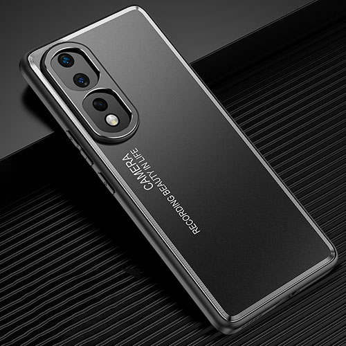 Luxury Aluminum Metal Back Cover and Silicone Frame Case JL2 for Huawei Honor 80 Pro 5G Black