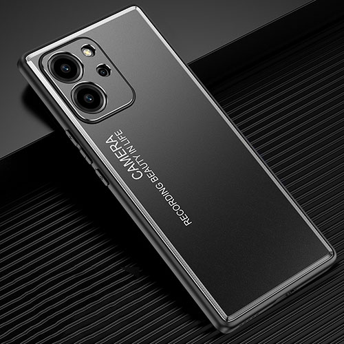 Luxury Aluminum Metal Back Cover and Silicone Frame Case JL2 for Huawei Honor 80 SE 5G Black