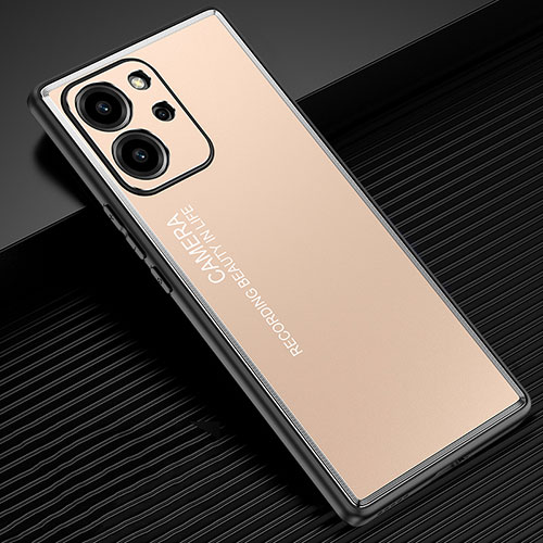 Luxury Aluminum Metal Back Cover and Silicone Frame Case JL2 for Huawei Honor 80 SE 5G Gold