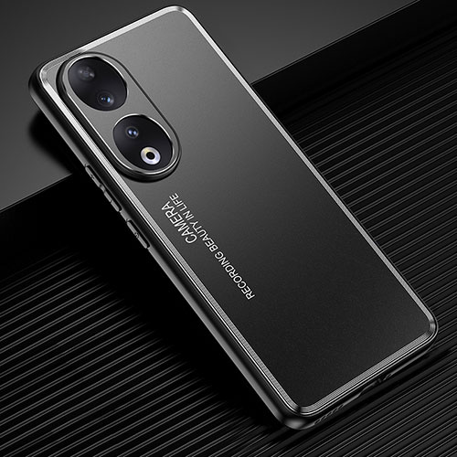 Luxury Aluminum Metal Back Cover and Silicone Frame Case JL2 for Huawei Honor 90 5G Black