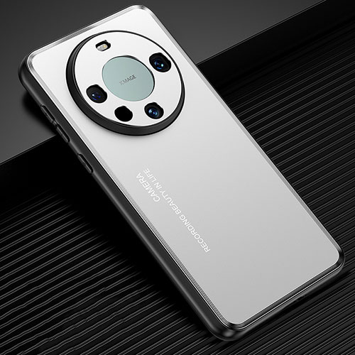 Luxury Aluminum Metal Back Cover and Silicone Frame Case JL2 for Huawei Mate 60 Silver