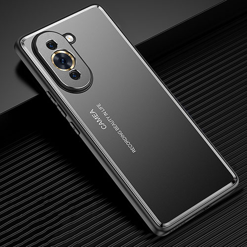 Luxury Aluminum Metal Back Cover and Silicone Frame Case JL2 for Huawei Nova 10 Black