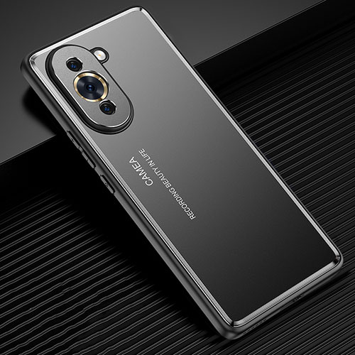 Luxury Aluminum Metal Back Cover and Silicone Frame Case JL2 for Huawei Nova 10 Pro Black