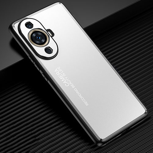 Luxury Aluminum Metal Back Cover and Silicone Frame Case JL2 for Huawei Nova 11 Pro Silver