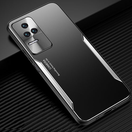 Luxury Aluminum Metal Back Cover and Silicone Frame Case JL2 for Xiaomi Redmi K50 Pro 5G Silver