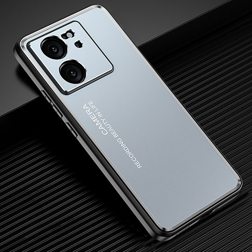 Luxury Aluminum Metal Back Cover and Silicone Frame Case JL2 for Xiaomi Redmi K60 Ultra 5G Blue