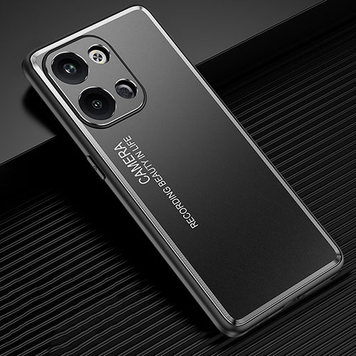 Luxury Aluminum Metal Back Cover and Silicone Frame Case JL2 for Xiaomi Redmi Note 13 5G Black