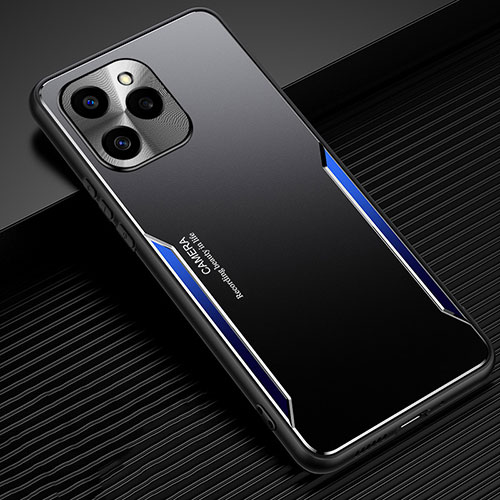 Luxury Aluminum Metal Back Cover and Silicone Frame Case JL3 for Huawei Honor 60 SE 5G Blue